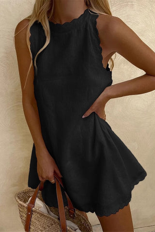 Scalloped Hem Sleeveless Casual Dress