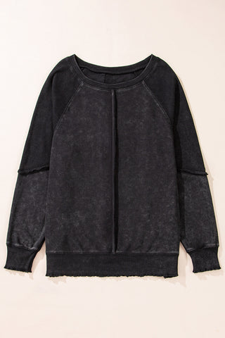 Waffle Knit Patchwork Raglan Sleeve Top