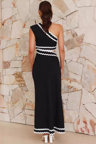 Asymmetric Striped Casual Dress