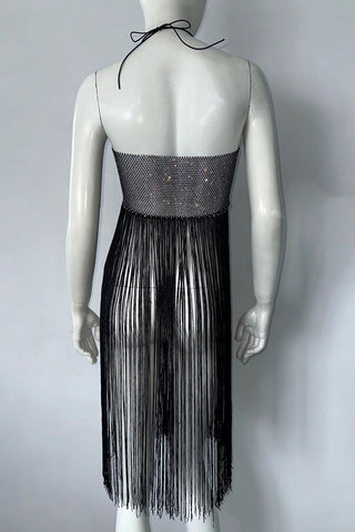 Fringe Detail Evening Dress