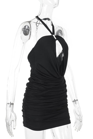 Halter Neck Mini Dress with Keyhole Detail