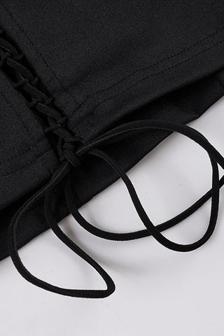 Sheer Sleeve Lace-Up Blouse