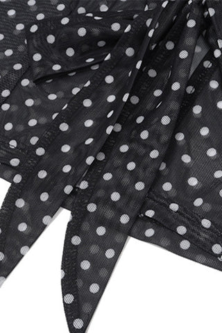 Sheer Tie-Front Polka Dot Blouse