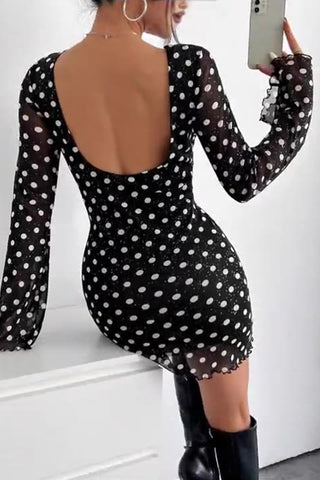 Polka Dot Open-Back Dress