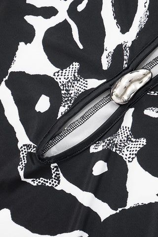 Keyhole Maxi Dress with Abstract Pattern