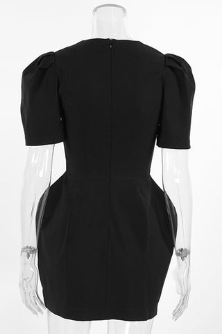 Puff-Sleeve Casual Dress