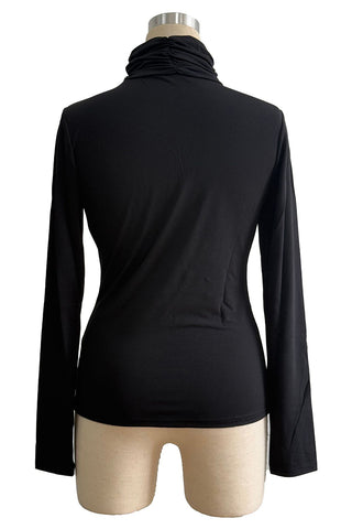 Floral Appliqué Long-Sleeve Turtleneck Top