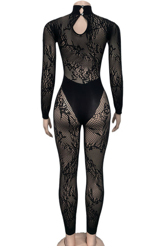 Lace Mesh Overlay Jumpsuit