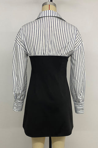 Contrast Collar Layered Mini Dress