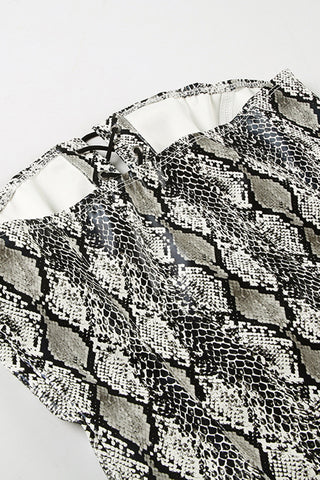 Lace-Up Strapless Snake Print Tank