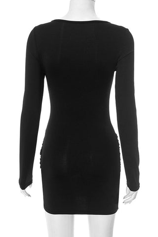 Long Sleeve Mini Dress with Waist Accent