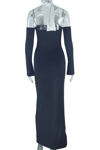 Off-Shoulder Long Sleeve Casual Dress