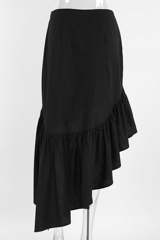 Asymmetrical Ruffle Midi Skirt