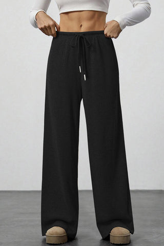 Wide-Leg Drawstring Casual Pants