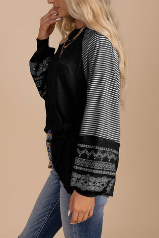 Striped Sleeve Casual Top