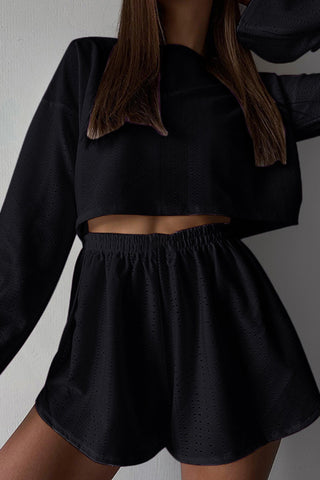 Eyelet Crop Top and Shorts Set