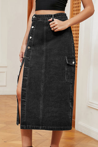 Button-Down Skirt with Slit