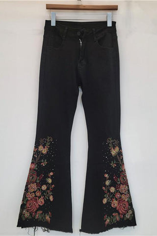 Floral Flare Denim Jeans