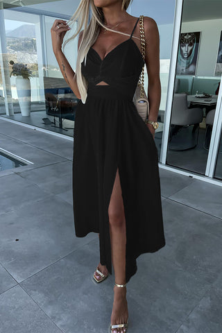 Spaghetti Strap Cut-Out Midi Dress