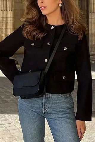 Buttoned Front Cropped Jacket