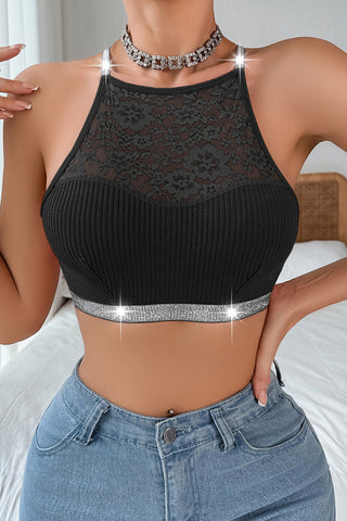 Lace Detail Ribbed Tank Top