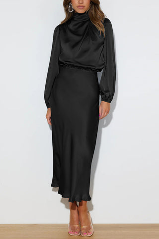 Elegant Long-Sleeve Midi Dress