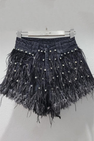 Fringe Embellished Denim Shorts