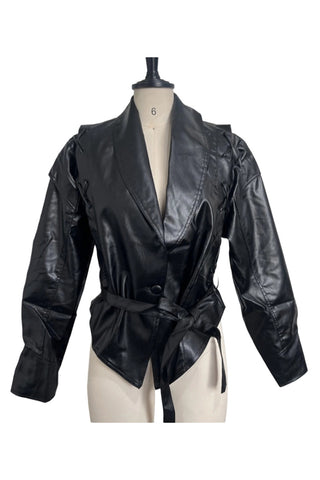 Lace-Up Details Leather Jacket