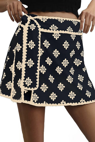 Floral Patterned Wrap Skort