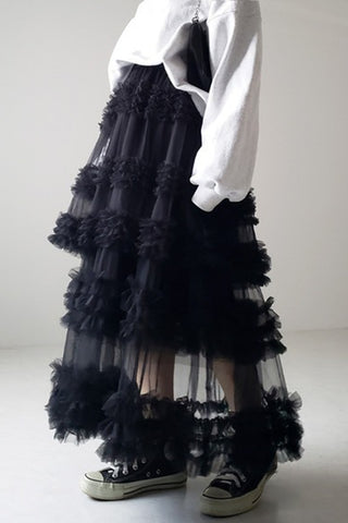 Layered Ruffle Maxi Skirt