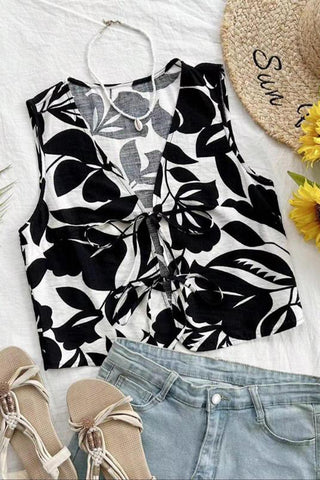 Tie-Front Leopard Vest