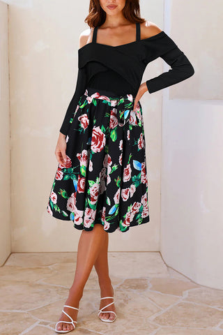 Off-Shoulder Floral Midi Dress