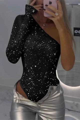 One-Shoulder Sparkling Bodysuit