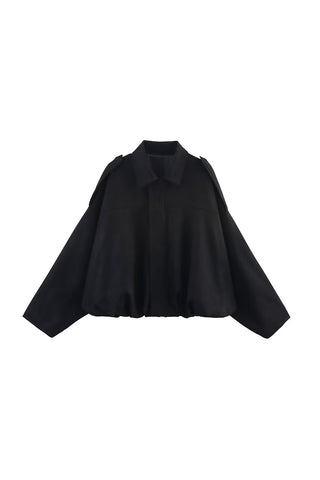 Oversized Zip-Up Jacket with Shoulder Tabs