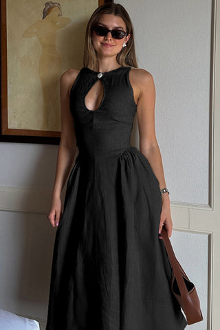 Keyhole Detail Casual Midi Dress