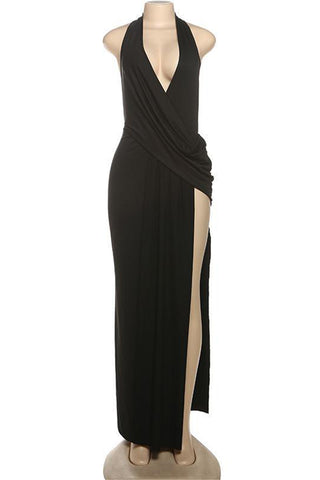 Elegant Draped Halter Dress