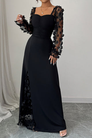 Floral Sheer Sleeve Maxi Dress