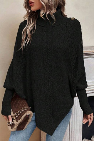 Buttoned Cable Knit Sweater
