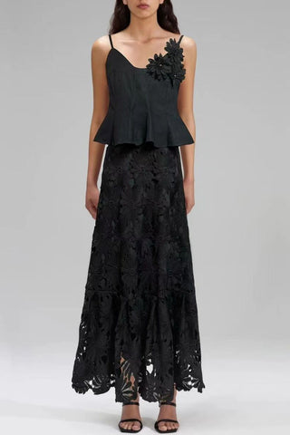 Floral Cut-Out Casual Skirt Set