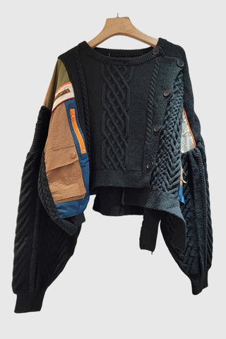 Asymmetrical Cable Knit Sweater