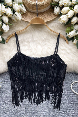Sequin Fringe Camisole Top