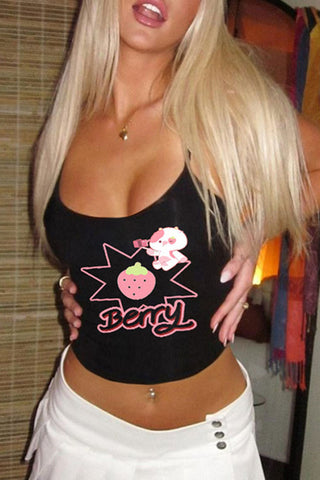 Playful Berry Graphic Tank Top