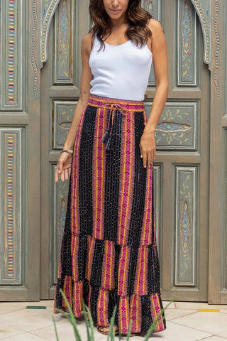Patterned Patchwork Maxi Skirt