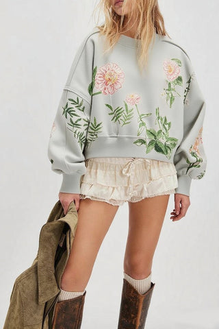 Floral Print Oversized Sweatshirt