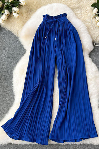Pleated High-Waist Casual Pants