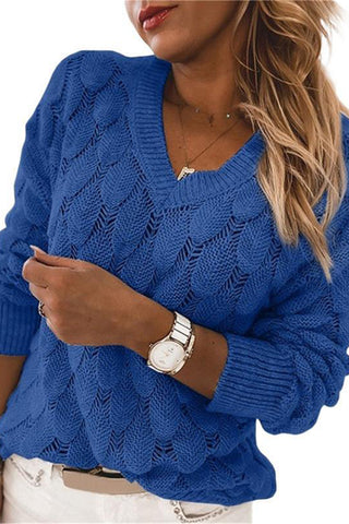 V-Neck Textured Knit Sweater