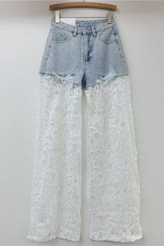 Sequin Mesh Wide Leg Pants