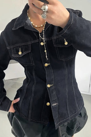 Structured Button-Down Denim Jacket
