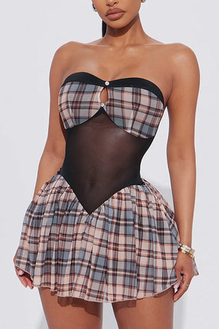 Plaid Cutout Casual Dress