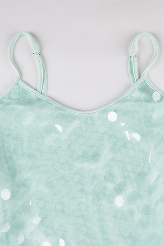 Sequined Overlay Evening Dress